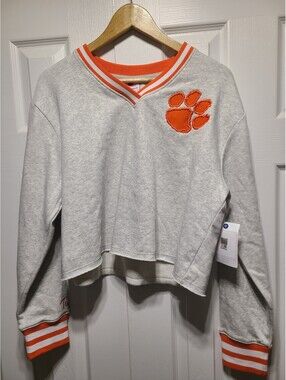 Clemson Tigers Womens Champion V-Neck Sweatshirt NWT Size Large